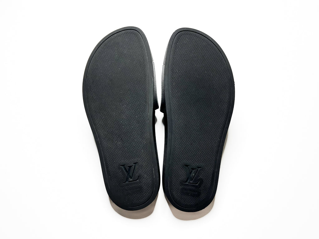 Vintage Louis Vuitton Waterfront Mule Monogram Eclipse Slides Black