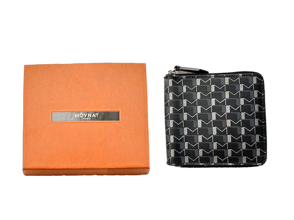 Vintage Moynat M Collection Black & White Bi-Fold Zip Wallet