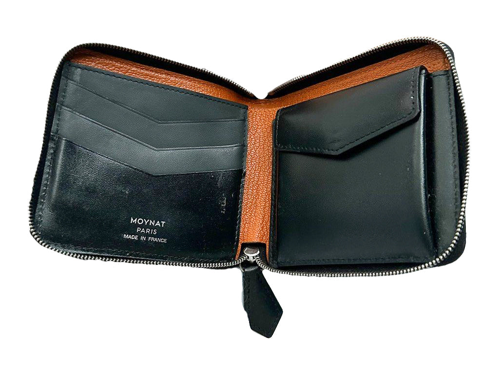 Vintage Moynat M Collection Black & White Bi-Fold Zip Wallet