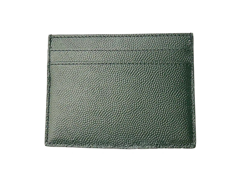 Vintage YSL Saint Laurent Card Holder Grained Leather Forest Green