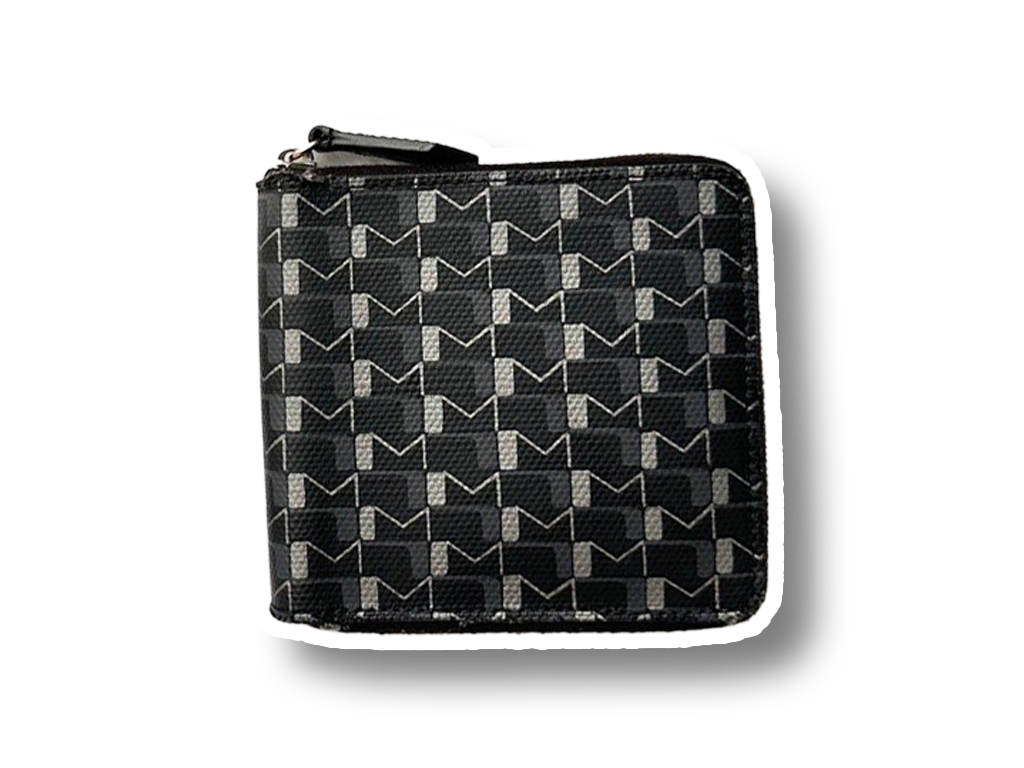 Vintage Moynat M Collection Black & White Bi-Fold Zip Wallet