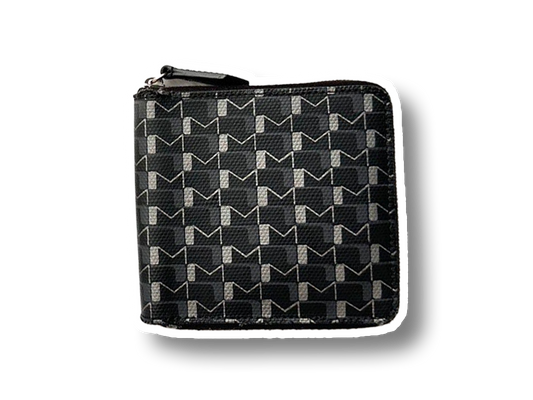 Vintage Moynat M Collection Black & White Bi-Fold Zip Wallet